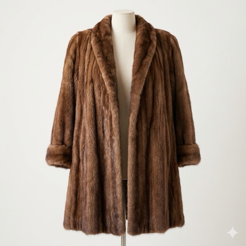 Mary McFadden Mink Fur Coat American Ultra 5 Star Vintage Plus Size 2XL 3XL